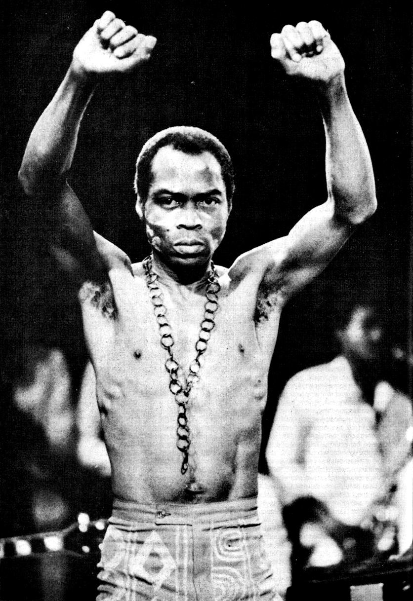 Portrait of the Nigerian musician Fela Kuti around 1986