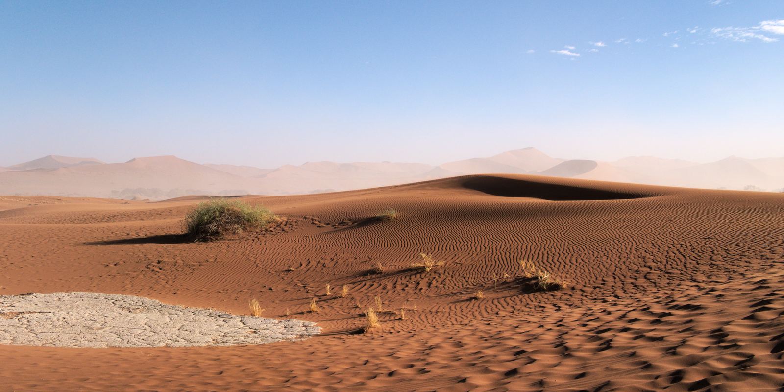 Rippled orange sand dunes in Sossusvlei, Namibia